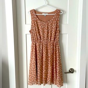 Polka Dot Sleeveless Dress - Peach